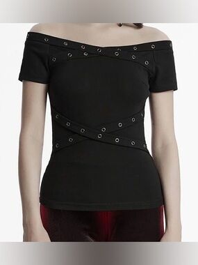 90s Goth Off-the-Shoulder Top